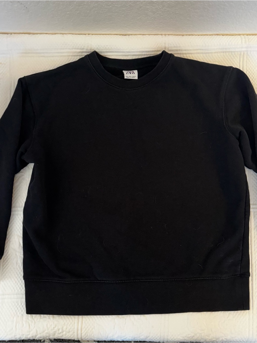 Kids Zara Black Ribbed Crewneck Sweatshirt